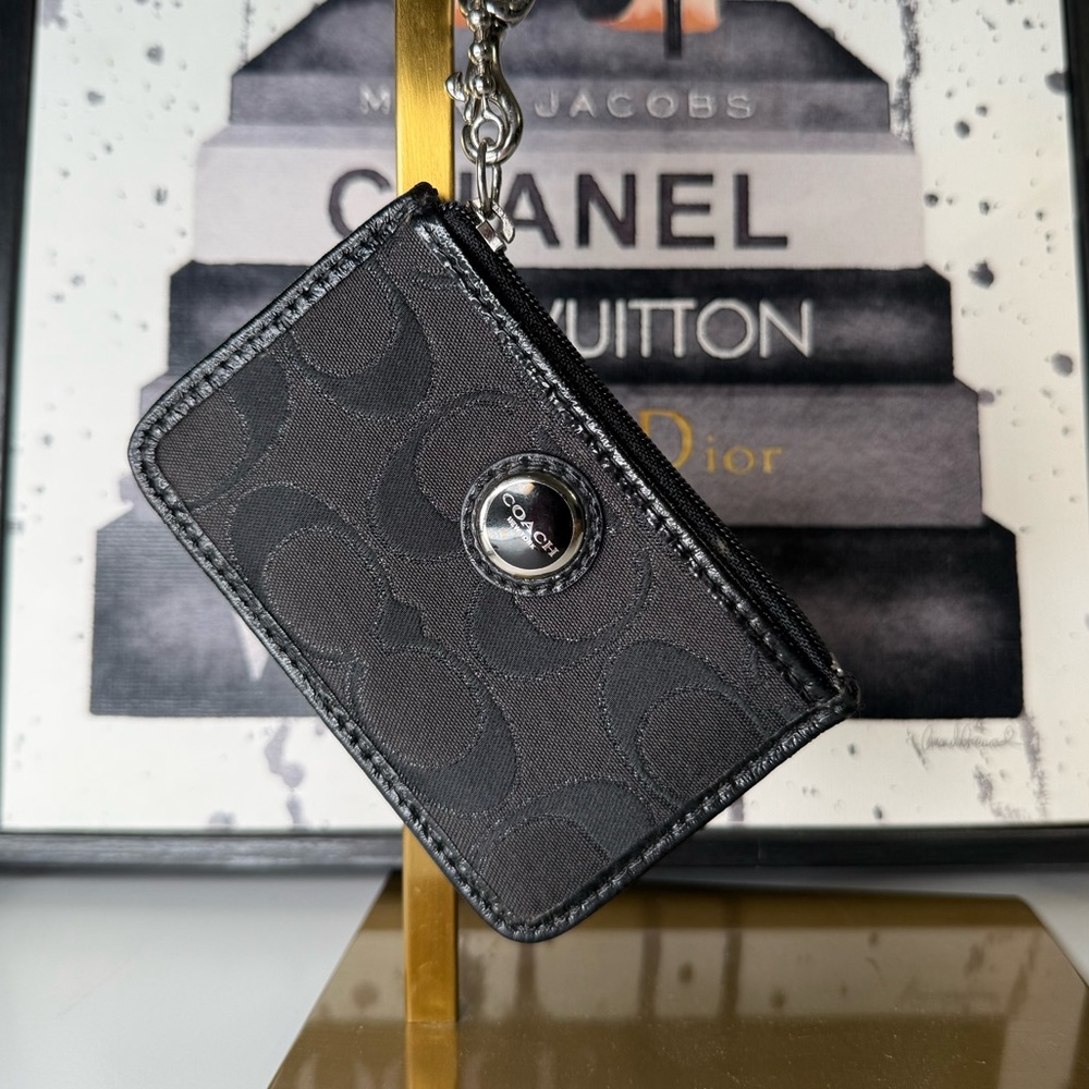 Coach Black Card Holder Keychain